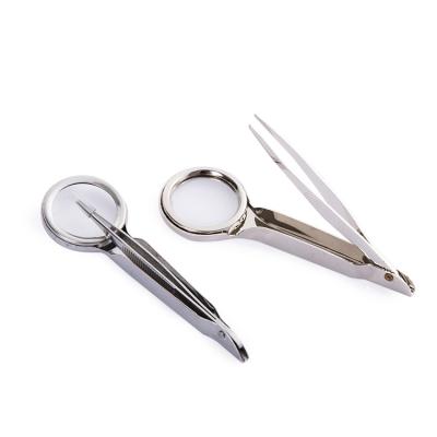 China Other wholesale lighted magnifying glass with stainless steel tweezers for sale