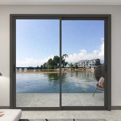 China Magnetic Screen Modern windows design aluminum slide window  for triple glazed  window grill shutters black for sale