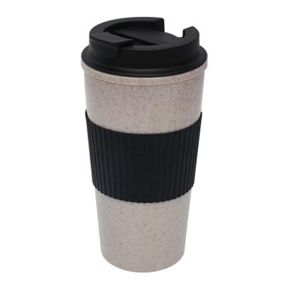 China Stocked STARLII Portable Biodegradable Recycled Wheat Straw Plastic Travel Coffee Mug Tumbler Cup With Lid And Sleeve for sale