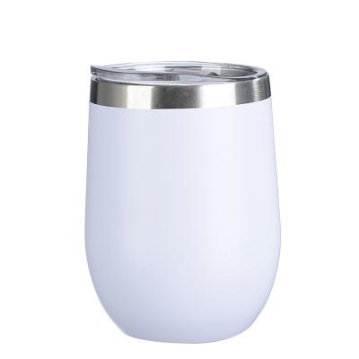 China Stocked STARLII Factory Wholesale Customized 12oz Wine Glass Stainless Steel Insulated Reusable Egg Wine Tumbler Cup With Lid for sale