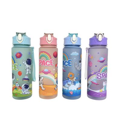 China Sustainable STARLII BPA Free New Design Cute Creative Fancy Kid Cartoon Plastic Water Bottles With Straw For Kids School for sale