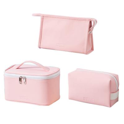 China Portable 3PCS Toiletry Bag Fashion Pu Leather Makeup Bag Cosmetic Pouch For Men Girls Women for sale