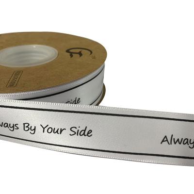 China custom printed plain sided custom satin ribbon silk ribbon pattern logo brand ribbon rolls custom made wholesale for sale