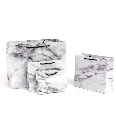 China Custom Recyclable Luxury Paper Handle Marble Shopping Paper Bag With Handle Marble Apparel Cosmetic Packaging Gift Bag for sale