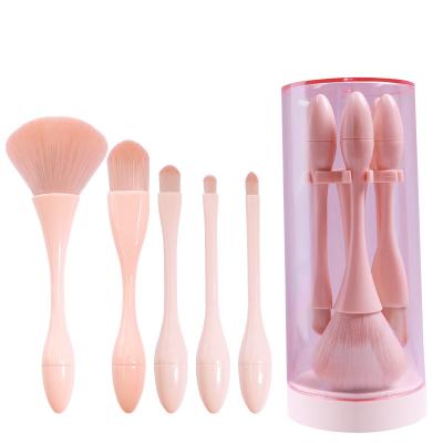 China Angular Blush Eyeshadow Eyebrow Foundation Powder Makeup 5PCS Pro Cosmetic Brush Kit for sale