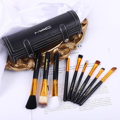 China Angular Blush Private Label Makeup Brushes Makeup Tools Kit Products 9pcs Black Foundation Powder Brush Cosmetic Makeup Brush For Mac for sale