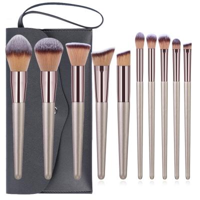 China 10pcs Flat Brush Point Shader Horse Hair Tapered Smudge Crease Eyeshadow Brushes Blending Makeup Set brochas de maquillaje for sale