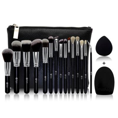 China Angular Blush 15pcs PU Bag Custom Logo Private Label Makeup Sponge Synthetic Hair Black Lip Blush Eyeshadow Makeup Brush Set for sale