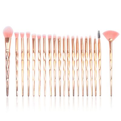 China Angular Blush 20pcs Logo Private Label Professional Powder Base Eyebrow Crystal Rainbow Synthetic Fiber Makeup Custom Set Brush for sale