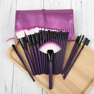 China Angular Blush 24pcs PU Bag Professional Custom Logo Synthetic Hair Colorful Makeup Brush Set for sale