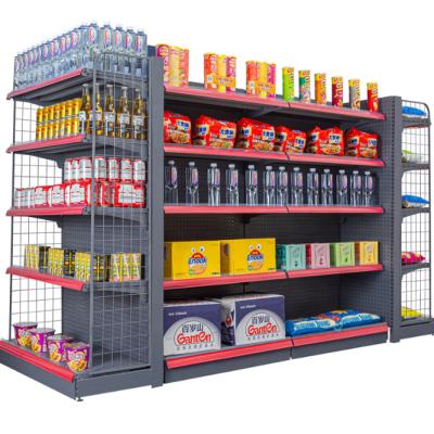 China Fashion Double Sided Supermarket Shelves Retail Equipment Gondola Shelf Rack For Store Iron Display Racks for sale