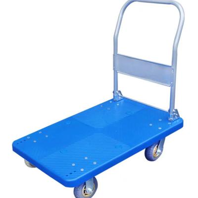 China Logistics Trailer Flatbed Cart Mute Folding Portable Mobile Household Trolley Push Truck Cargo Truck Pull Truck for sale