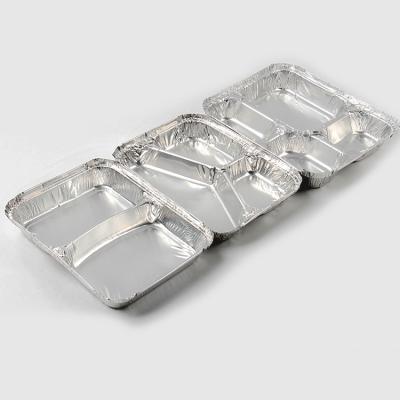 China Standard 2/3/4 Compartment Packed Aluminum Foil Container Lunch Box Dish Trays With Board Lid for sale