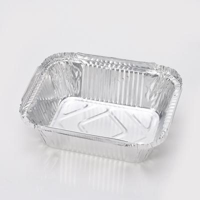 China OEM Eco-Friendly Logo Airline Rectangle Disposable Kitchen Use Aluminum Foil Containers Tray For Food Packaging for sale