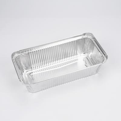 China Disposable Rectangle Aluminum Foil Bread Pan Container Tray Sizes Baking Maker With Plastic Lids for sale