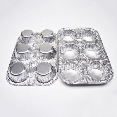 China Eco - Friendly Disposable Baking And Pastry Tools Bakery Tray Compartment Aluminum Foil Egg Mold Tart Cups for sale