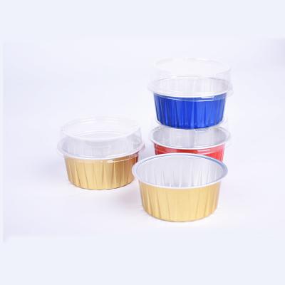 China Food grade disposable 130ml round shape aluminum foil container smoothwall aluminum foil container eco-friendly small for sale