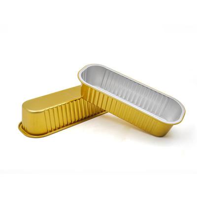 China Golden Rectangle 200ml Aluminum Foil Food Containers Baking Tray for sale