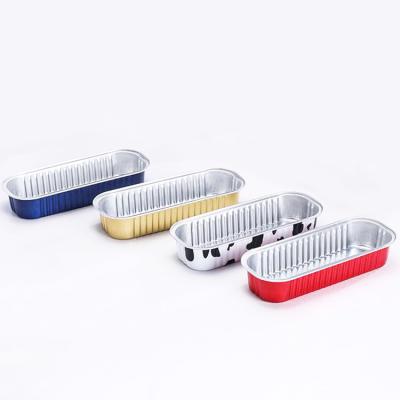 China Baking 100 Pcs Colored Cake Decorating Rectangle Aluminum Foil Containers Baking Bread Loaf Pan for sale