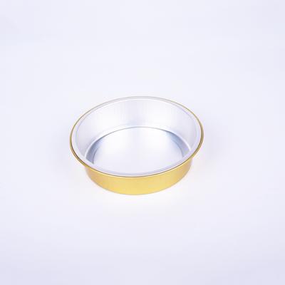 China Small Round 250ml Aluminum Foil Baking Cups Gold Aluminum Foil Box High Quality Eco-friendly Aluminum Container for sale