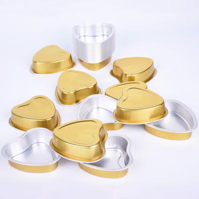 China Eco-friendly Disposable Cake Cup Cake Foil Baking Heart Shape Disposable Dessert Container for sale