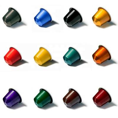 China Eco-friendly 15ml Nespresso Material Portable Colorful Empty Aluminum Coffee Capsules With Heat Sealing Foil Lid for sale