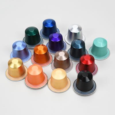 China Honey Portable Nespresso Aluminum Foil Coffee Colored Empty Empty Capsule With Sticker for sale