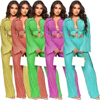 China BUKAI Breathable 2022 Spring Casual Outfits For Women Solid Color 2 Piece Pant Sets for sale