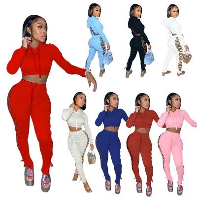 China BUKAI Viable 2022 Spring Women Clothing Fashion Fall Matching Sexy Hoodies Two Piece Set Women 2 Piece Set Teams Joggers Biker Shorts for sale