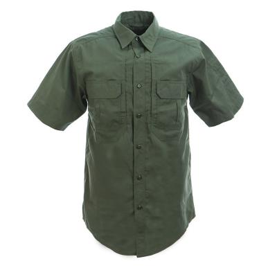 China Gray Color Button Down Short Sleeve Work Shirt 100% Cotton Black Working Shirt for Men for sale