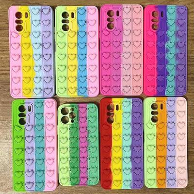 China 2021 Rodent Pioneer Rainbow Phone Case Silicone Shockproof Anti-fall 2 in 1 Back Cover Push Bubble Person Toy Phone Case For iPhone 12 for sale