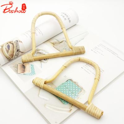 China Factory Wholesale 15.8cm*12.7cm Retro Natural Rattan Straw D Shape Woven Handle Handbags Becket Accessories BS070308 for sale