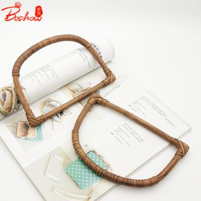 China Factory Wholesale Retro 18cm*12.5cm D Shape Natural Rattan Woven Handbags DIY Retro Handle Ladies Bags Straw Accessories BS070307 for sale