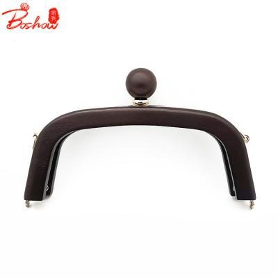 China Woode+metal Wholesale Clutch Frame Handbags Accessories 21cm 28mm Arched Metal Ball Lock Dinner Bags Magnet Accessories BS020302 for sale