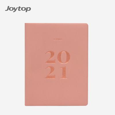 China 2021 Embroidery Joytop PU Calendar Journal Notebook B5 Custom Soft Leather Daily Monthly Planner for sale