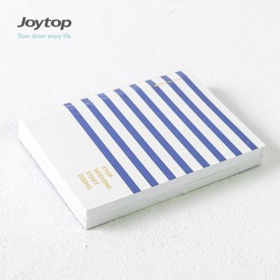 China Joytop 1804067 Wholesale Classic Design A6 Blue And White Stripes Glue Binding Printed Classic Notebook for sale