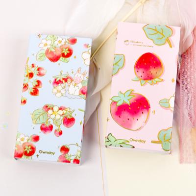 China Ownday 101763 Wholesale Cute Strawberry 4 Self Adhesive Folds Portable Mini Writing Notepad Sticky Note Memo Pad for sale