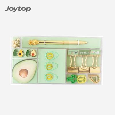 China Wholesale Plastic Cute School Joytop Avocado Theme Office Supplies Stationery Gift Set for sale