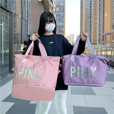 China Light/High Quality Expandable Travel Handbag Luggage Sequin Rose Unisex Duffel Bags With Custom Printed Logo for sale