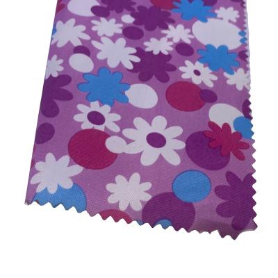 China Memory Soft Purple Flower PVC Coating Fabric With WR For Rainwear/Raincoat/Poncho Fabric for sale