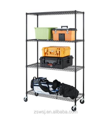 China Wholesale 4 Layers Viable Storage Rack Black Bedroom Home Storage Shelving Racks for sale