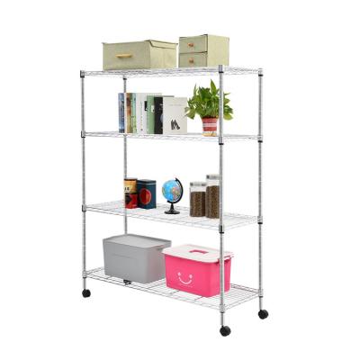 China Small 4 Tier Wire Shelving Metal Storage Rack Adjustable Household Adjustable Storage Shelving Rack for sale