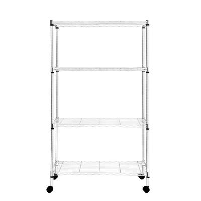 China Sustainable Metal Storage Rack For Kitchen With Adjustable Wheels Wire Shelving for sale