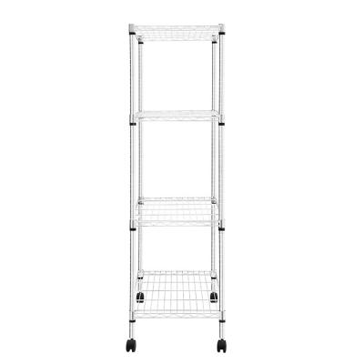 China Sustainable Multilayer Storage Rack With Wheels Metal Storage Racks Shelf Wire Shelving With Wheel for sale