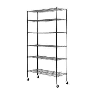 China Living Room Kitchen 6 Layer Wire Shelving Chrome Shelf Stretching With Wheels for sale