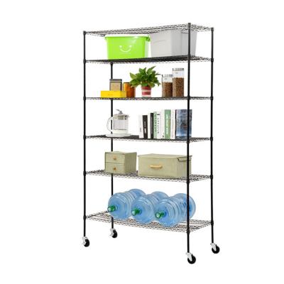 China Sustainable Wholesale Living Room Kitchen Storage 6 Tier Warehouse Wire Mesh Shelving Rack for sale