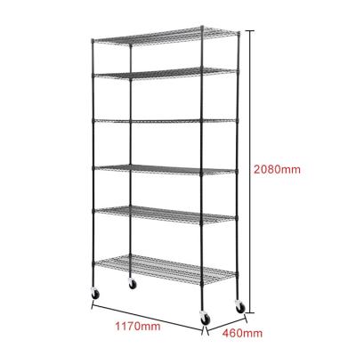 China Metal Kitchen 6-Tier Wire Shelves Sustainable Rolling 