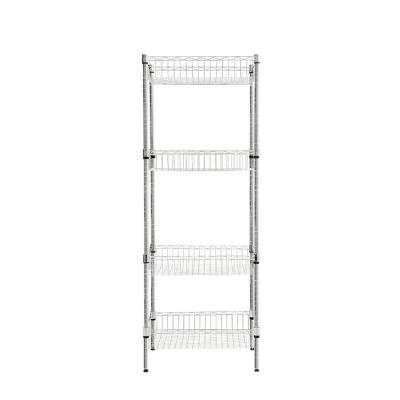 China Sustainable Wholesale Kitchen Shelving High Density Movable Narrow 4 Layers Metal Chrome Wire Shelving Rack for sale