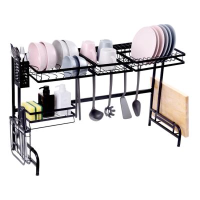 China Sustainable Adjustable White Countertop Dish Rack Dish Drying Rack Above Sink for sale