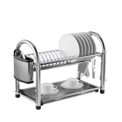 China Factory Viable Cheap Price Kitchen Nordic Home Use 2 Layer Multifunctional Aluminum Dish Rack for sale